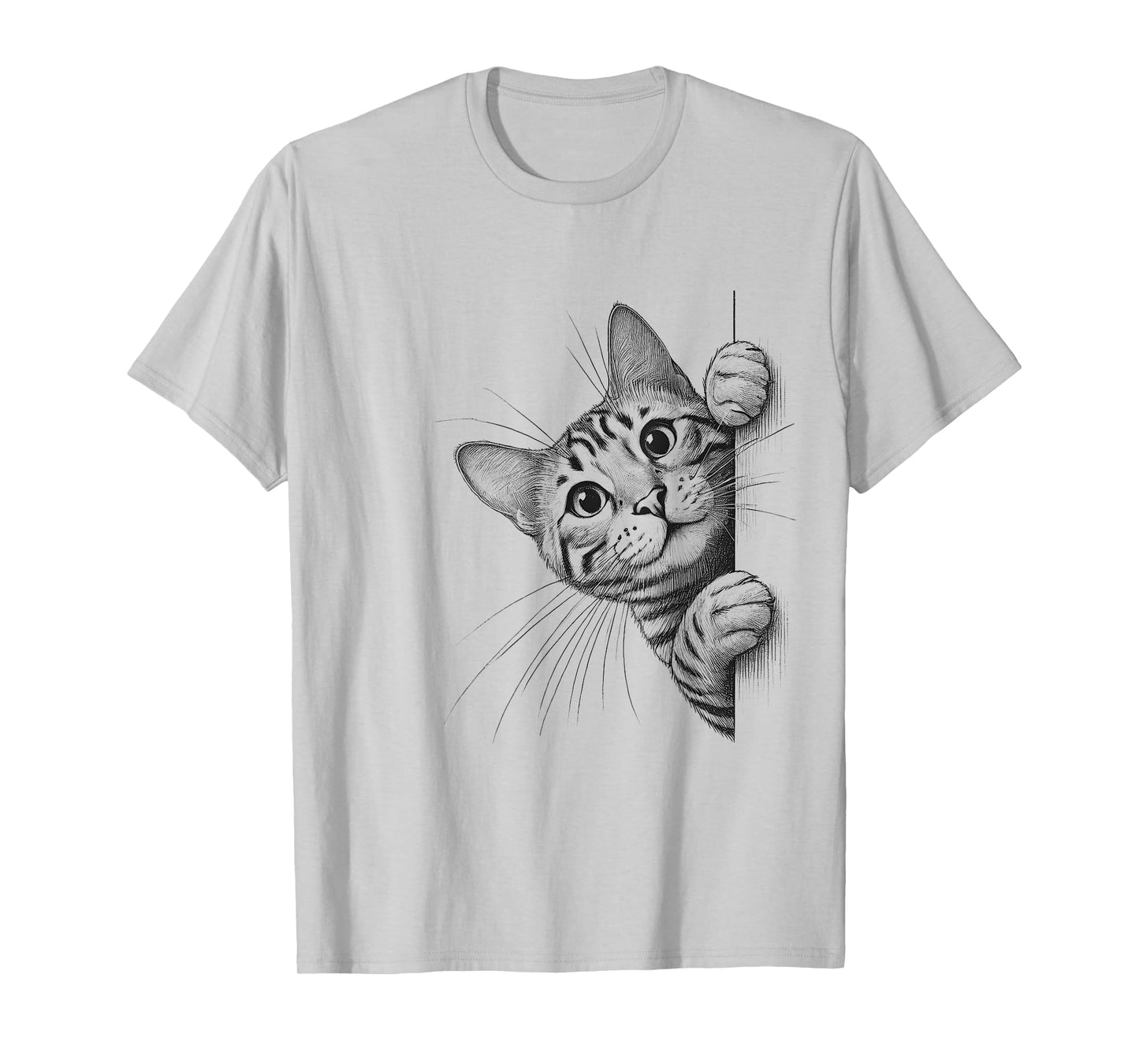 Funny Bengal Cat Peeking Design T-Shirt