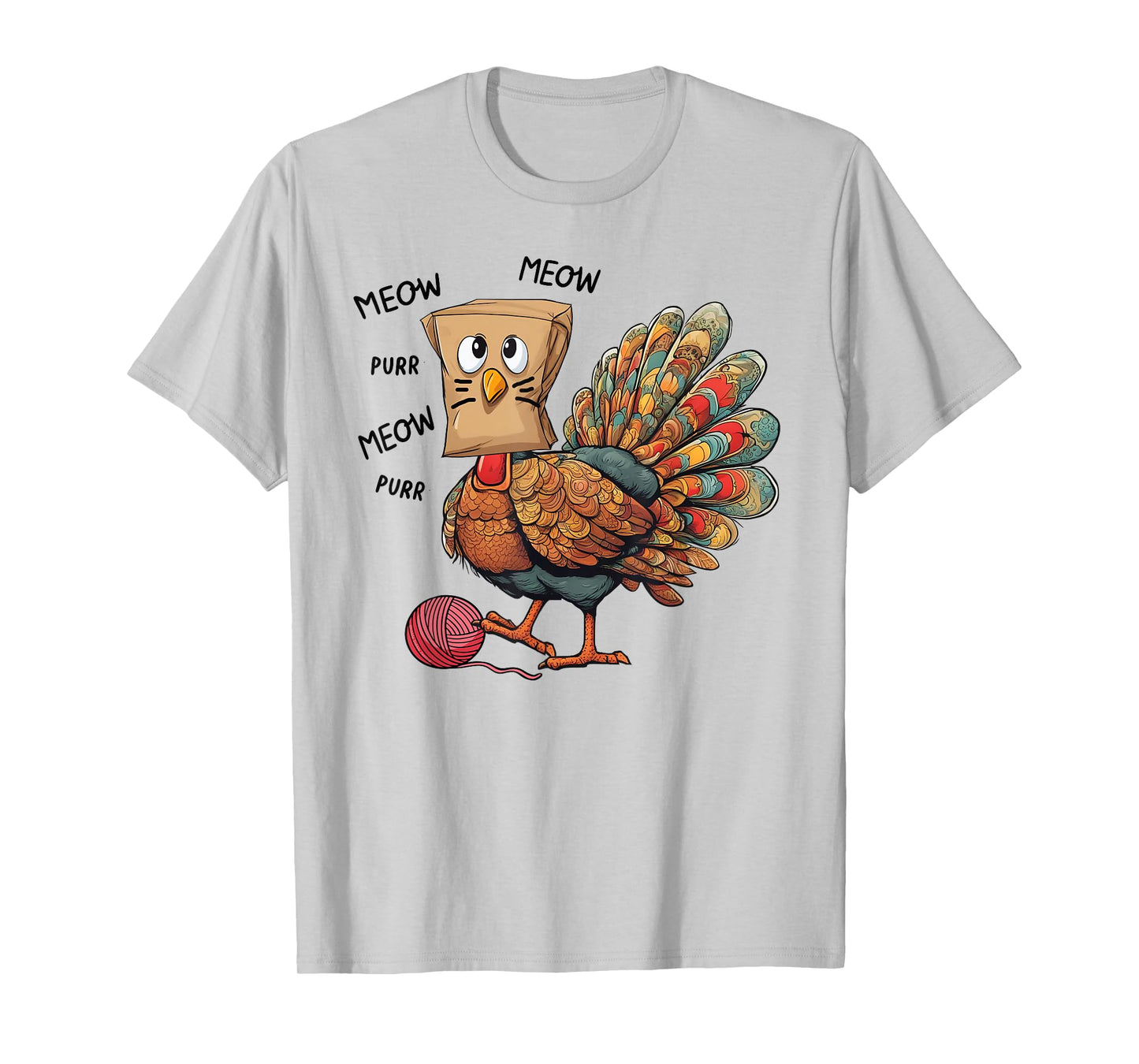Thanksgiving Turkey Meow I'm a Cat Funny Thanksgiving T-Shirt for Men Women Girls Kids