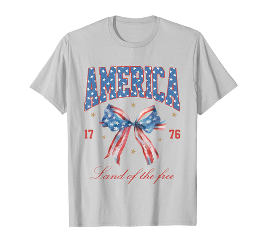 4th of July America Coquette Bow Independence Day Patriotic T-Shirt