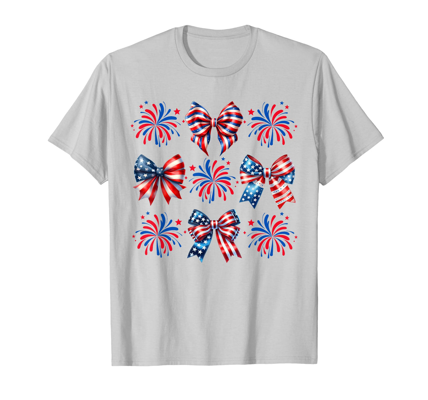 Coquette Bow Patriotic American USA Flag Happy 4th Of July T-Shirt