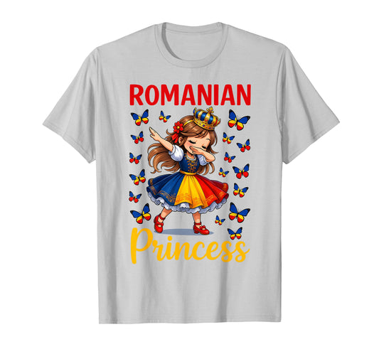 Romanian Princess Cute Girl Dabbing with Crown for Girls T-Shirt