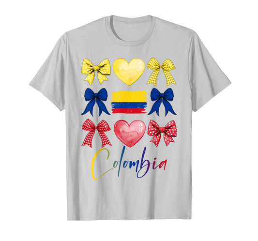 Colombia Hispanic Heritage Month Bow Colombian Flag Girls T-Shirt