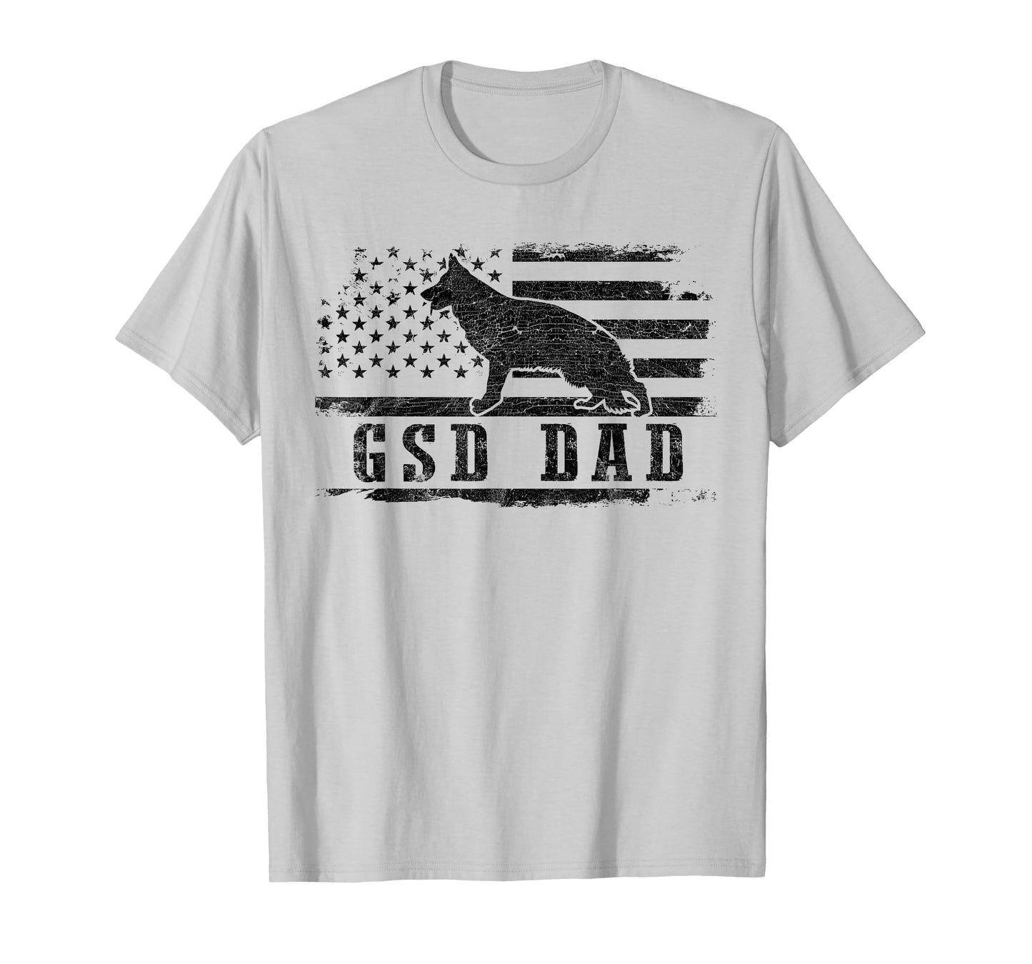 GSD Dad Distressed American Flag German Shepherd Dog T-Shirt