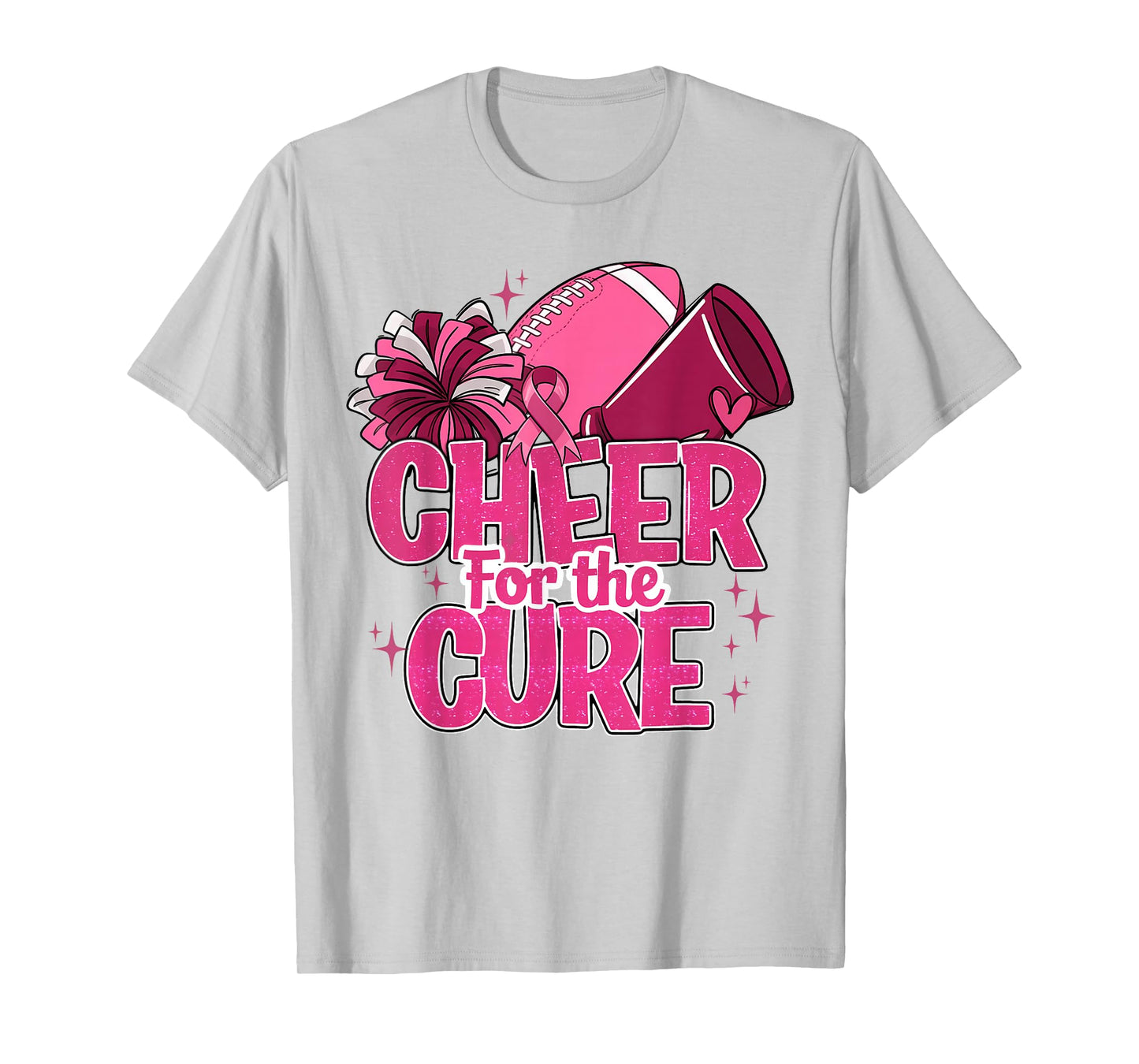 Cheer For The Cure Breast Cancer Awareness Pink Ribbon T-Shirt