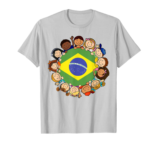 Brazil Kids Brazilian Flag Hispanic Heritage Month Girl Boy T-Shirt