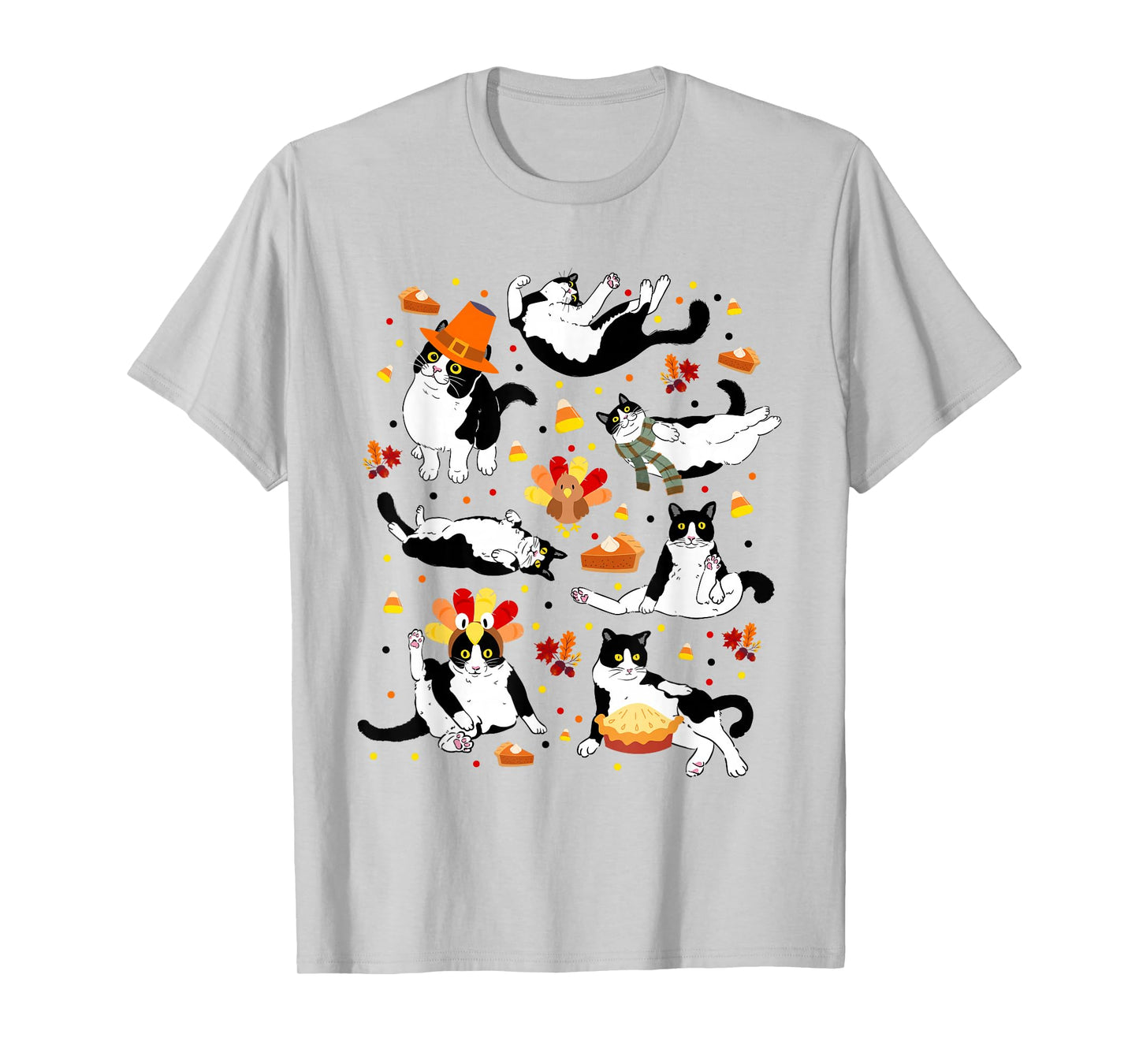 Funny Tuxedo Cat Fall Season Cute Cat Autumn Kids Men Women T-Shirt