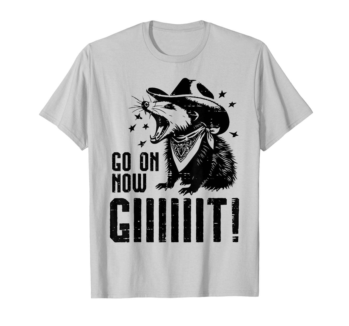 Opossum Cowboy Go On Git Funny Possum Humor Men Women Kids T-Shirt