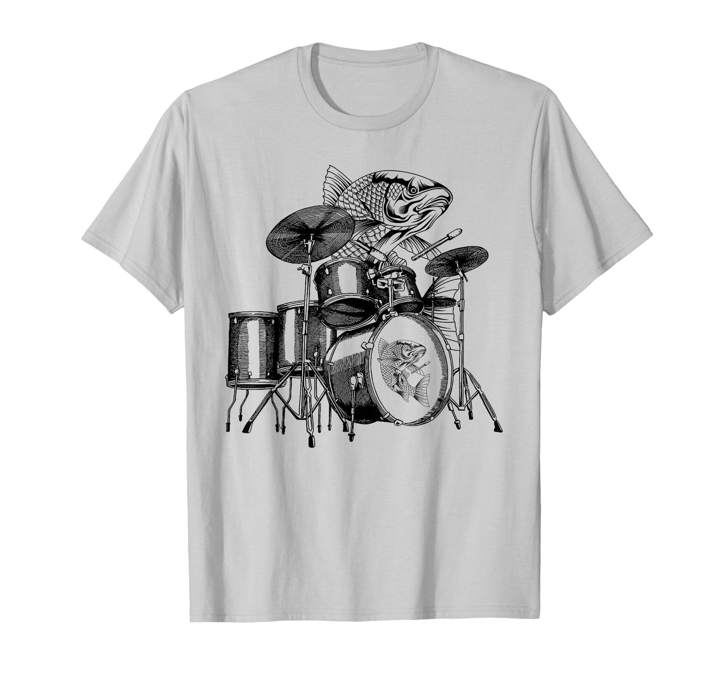 Fish Playing Drums Drummer Drumming Musician Band T-Shirt