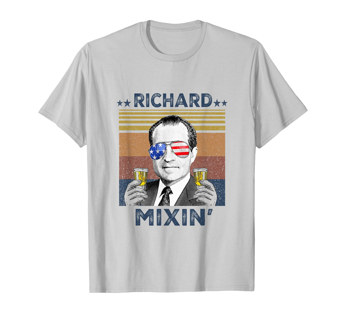 Retro Richard Mixin President drinking 4th of July T-Shirt for Women Men