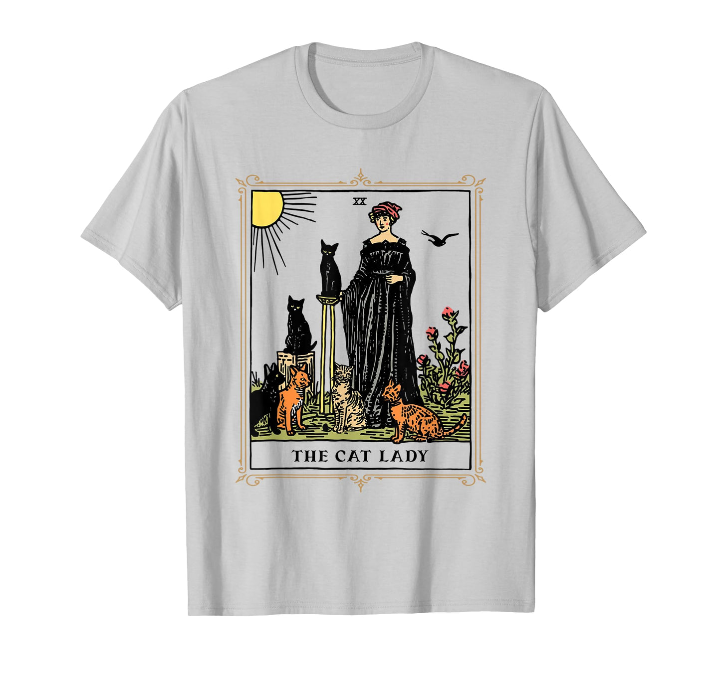 The Cat Lady Tarot Card, Vintage Gothic Cat Women Cat Mom T-Shirt