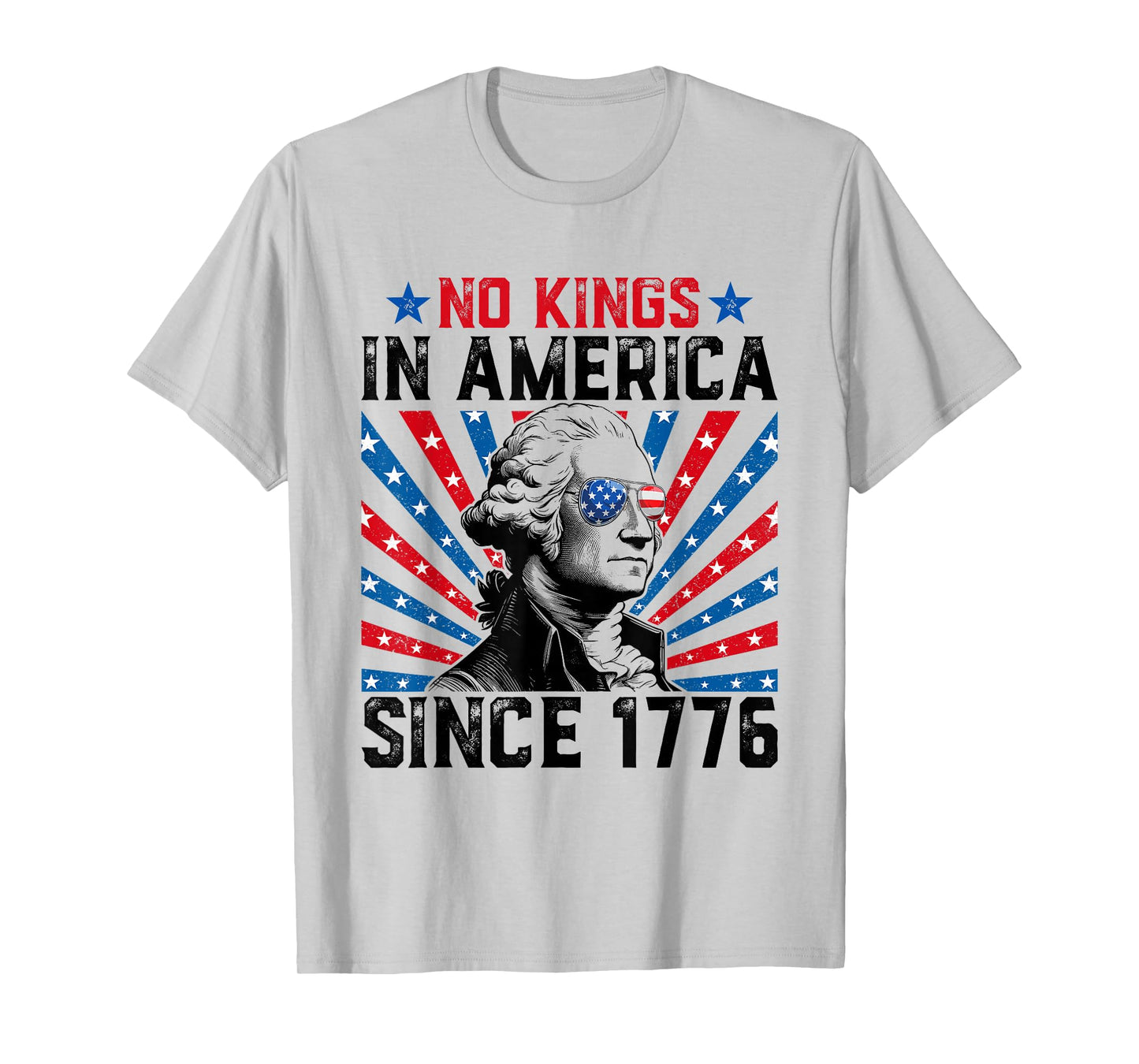 No Kings in America Since 1776 Distressed USA Flag Vintage T-Shirt
