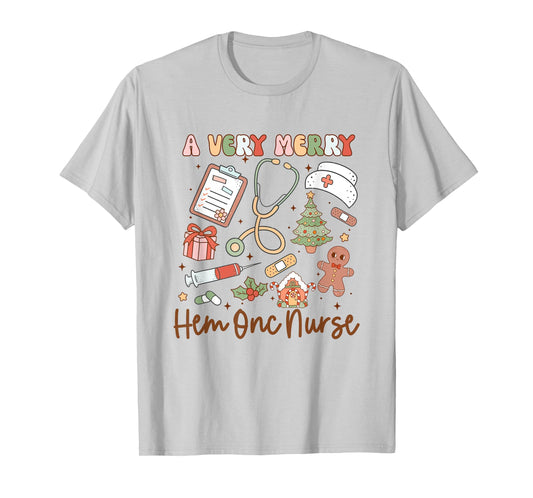 A Very Merry Hem Onc Nurse Christmas Hematology Oncology T-Shirt