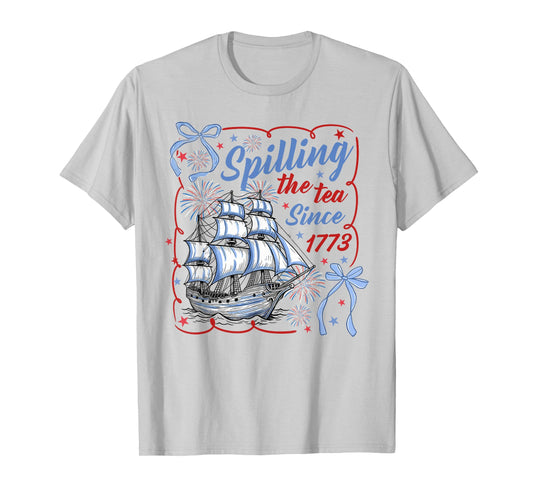 Spilling The Tea Since 1773 Coquette Bow Us History Teacher T-Shirt
