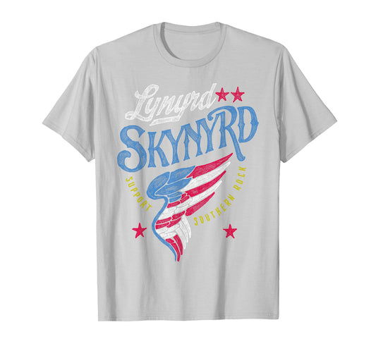 Lynyrd Skynyrd Support Southern 70s Rock Wing Flag Stars T-Shirt