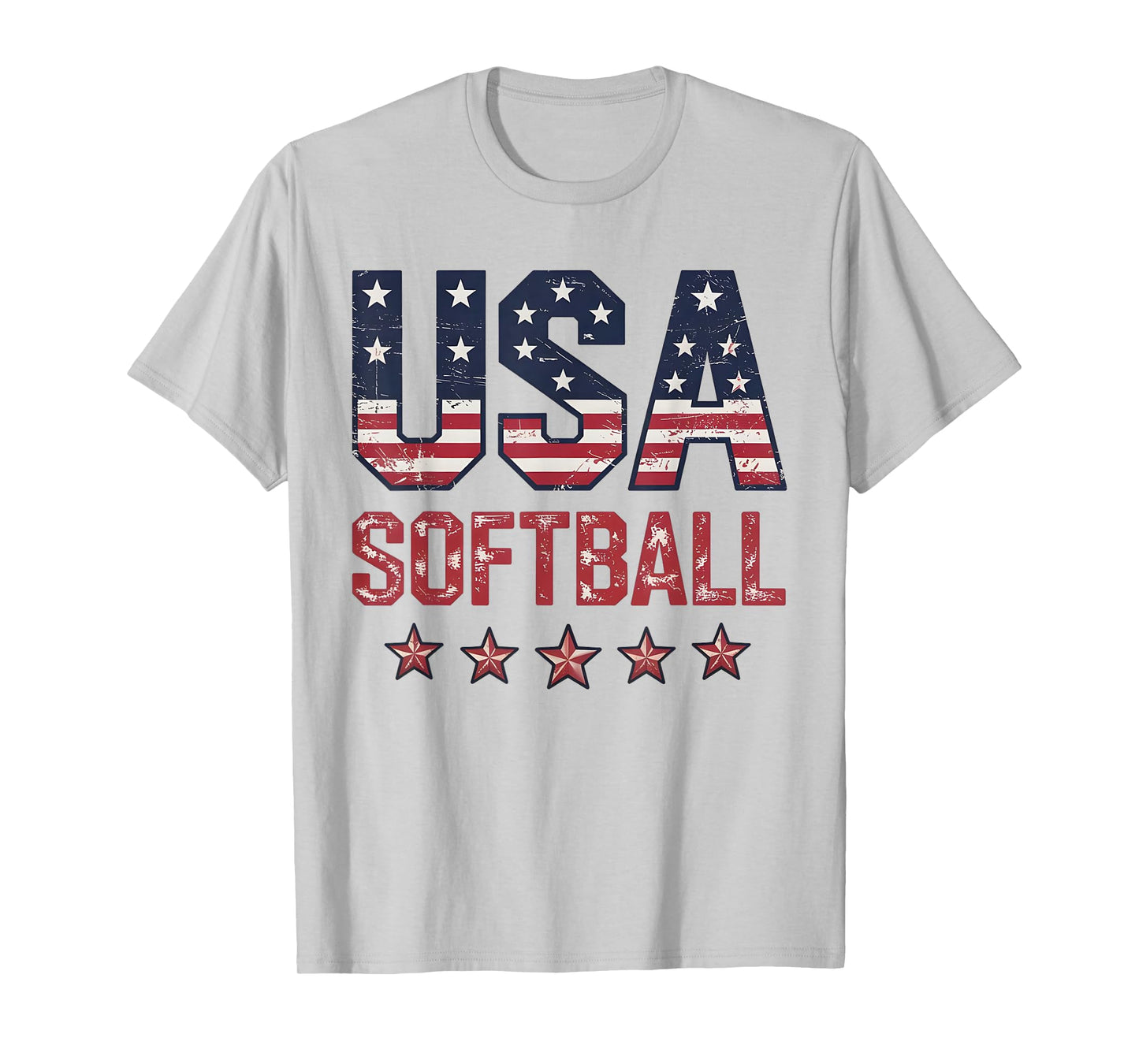 Softball USA American Flag Women Men Patriotic Softball Fan T-Shirt