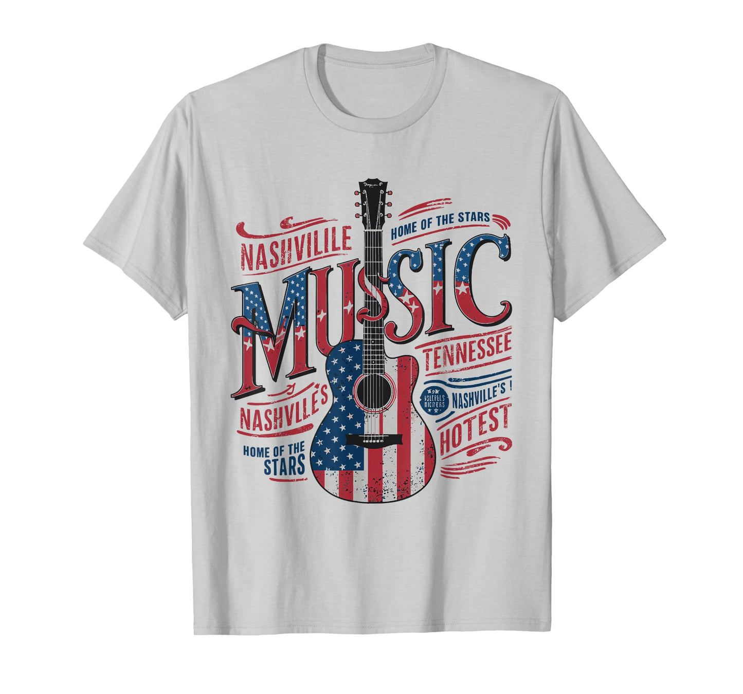 Nashville Music US Flag Guitar T-Shirt