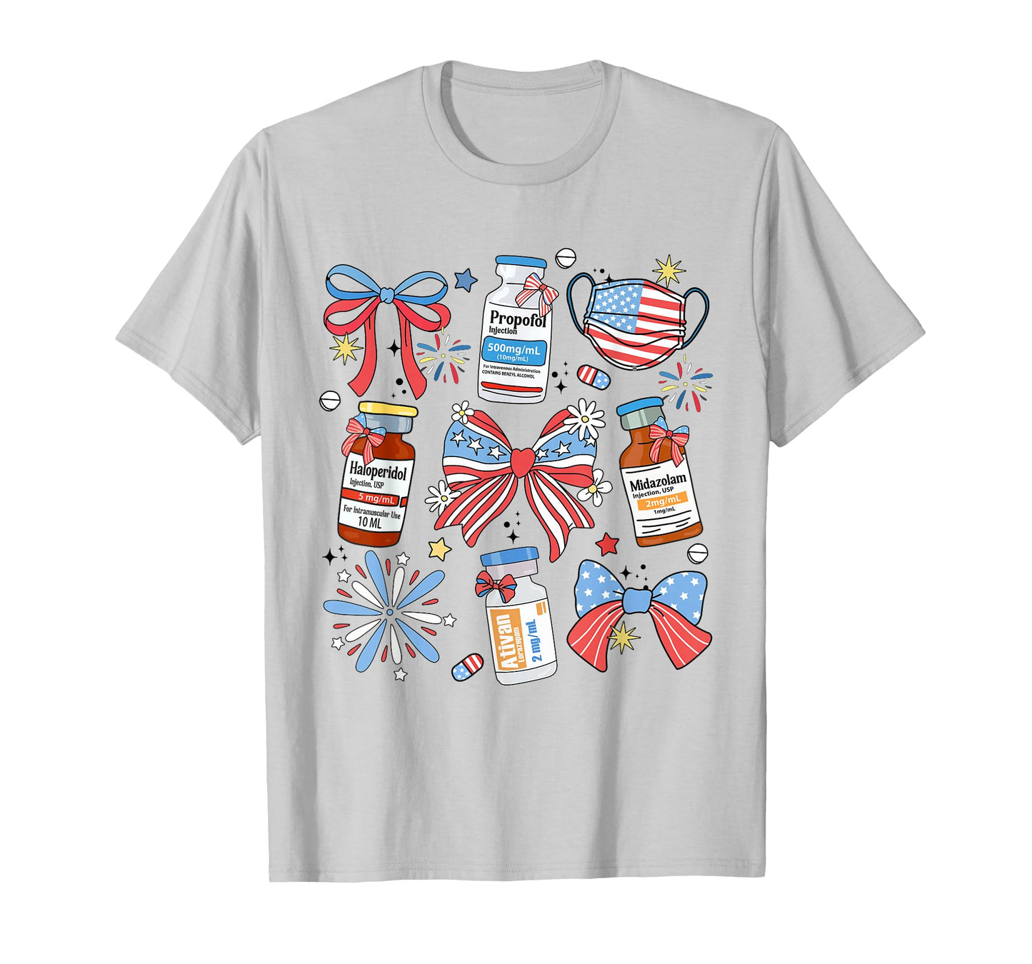 Coquette Bow 4th of July Nurse Girly Pharmacy ICU Nurse CRNA T-Shirt
