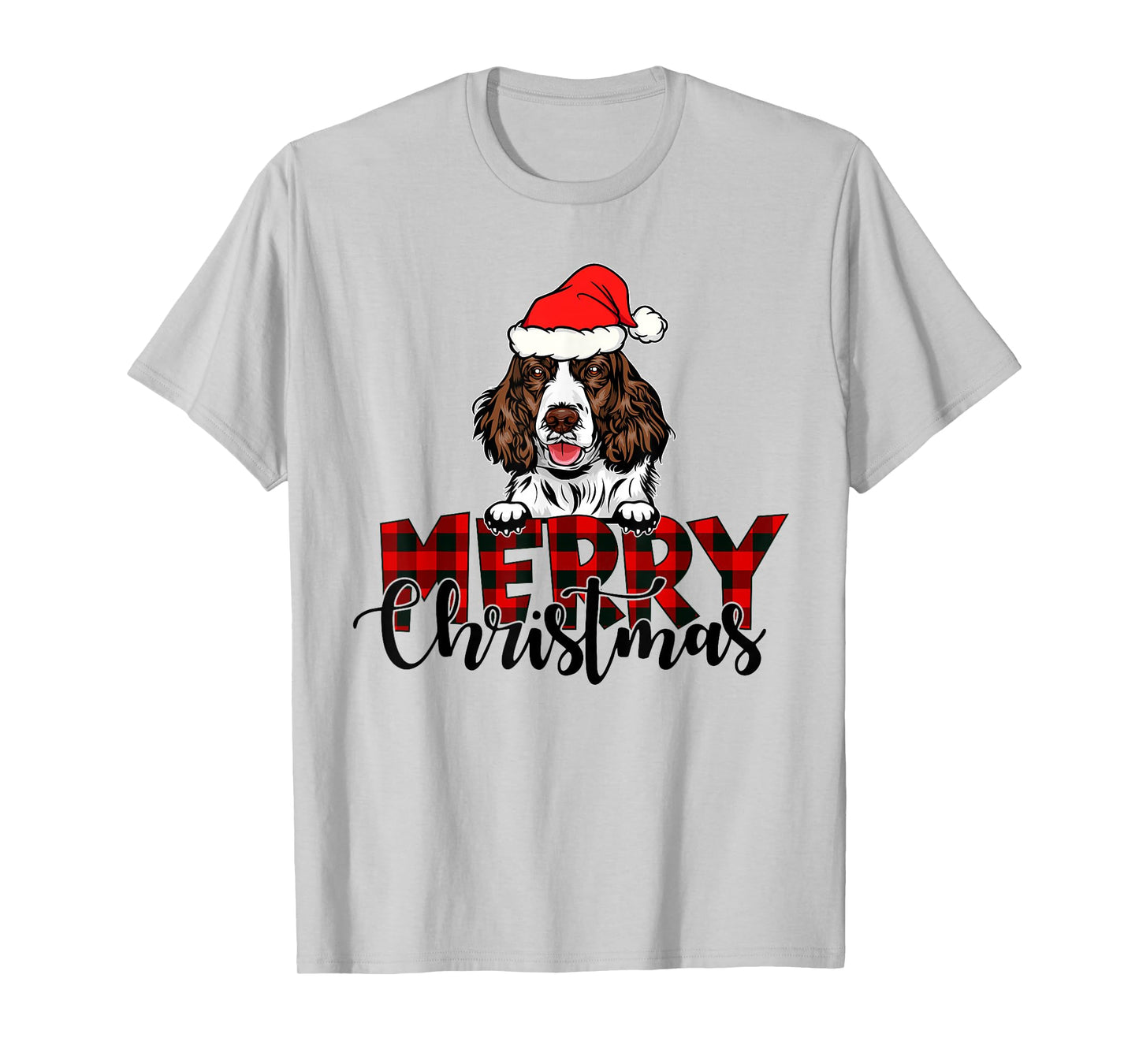 Merry Christmas English Springer Spaniel Dog Christmas Santa T-Shirt