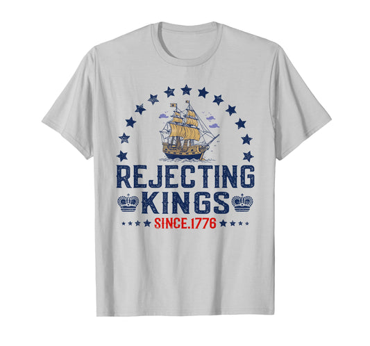 Rejecting Kings Since 1776 Vintage Patriotic no Kings T-Shirt