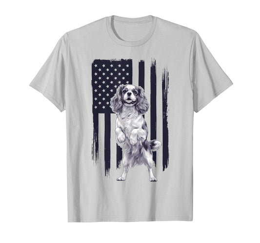 Cavalier King Charles Spaniel USA Flag T-Shirt