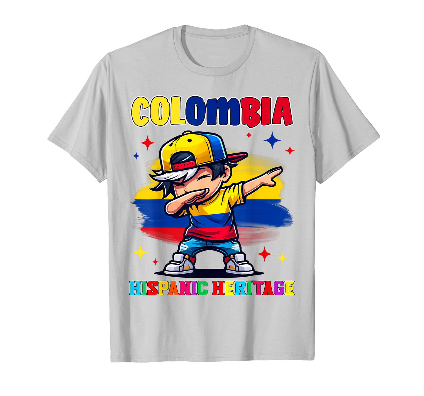 Colombia Dabbing Kid Hispanic Heritage Celebration for Kids T-Shirt