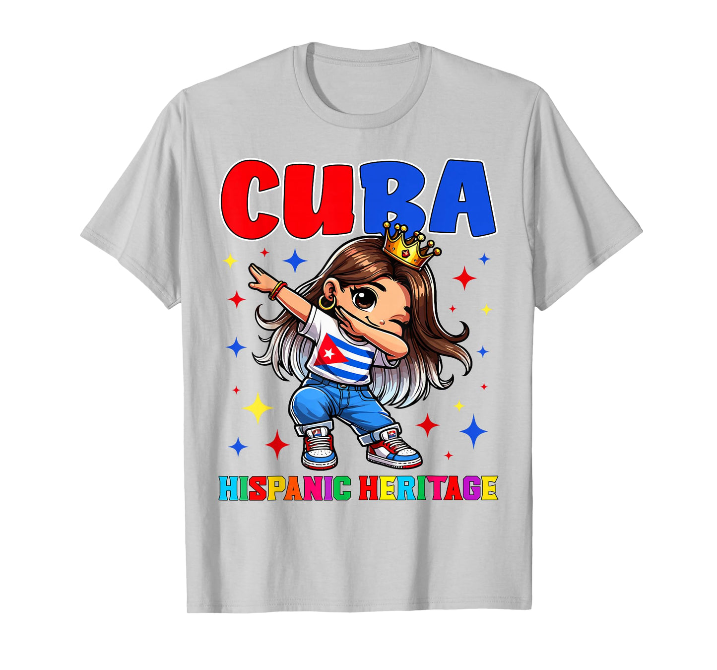 Cuba Dabbing Girl Hispanic Heritage Celebration for Kids T-Shirt
