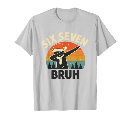 Funny Christmas Dabbing Boy 67 Xmas Boys Kids 6 7 Meme T-Shirt