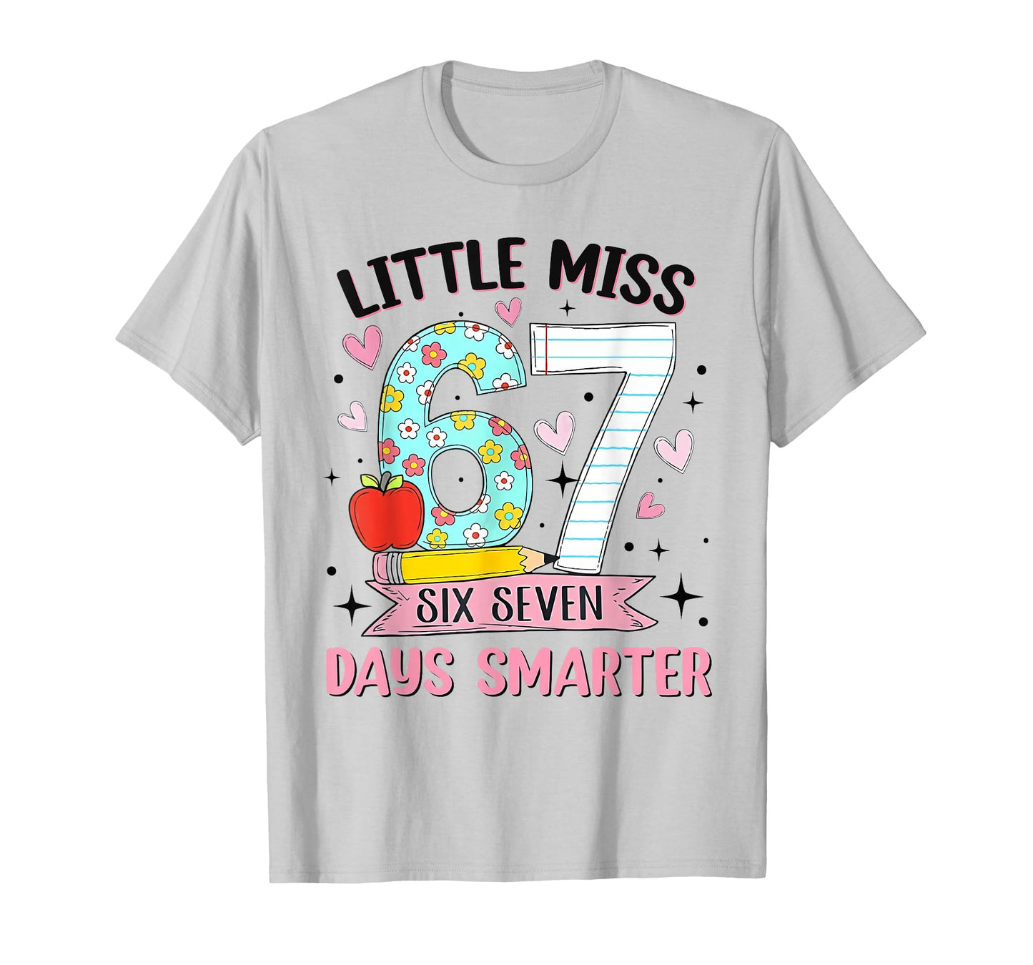 Little Miss 67 Days Smarter Coquette Bow 67th Day of School T-Shirt