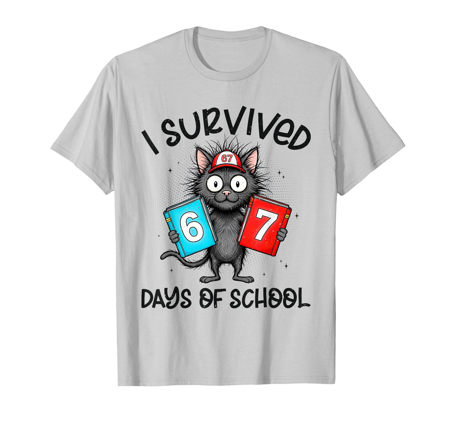 Funny i Survived 67 Days of School Cat Meme for Kids Teacher T-Shirt