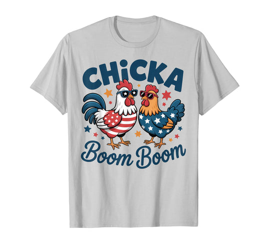 Chicka Boom Boom Patriotic Chicken Funny T-Shirt