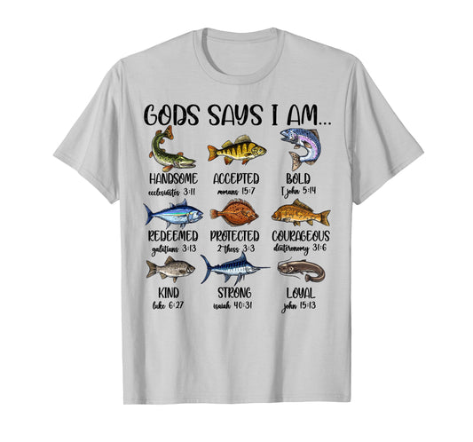 God Says I Am Fishing Christian Boy Funny Bass Fishing Jesus T-Shirt