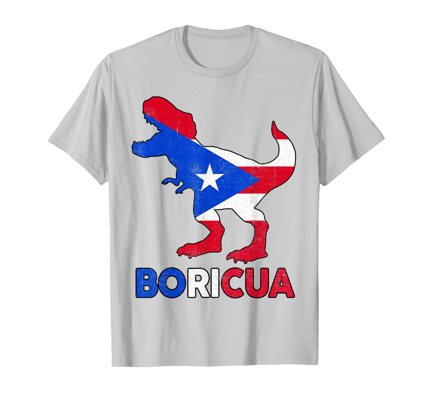 Boricua Puerto Rico Boys Dino Rican Flag Hispanic Heritage T-Shirt