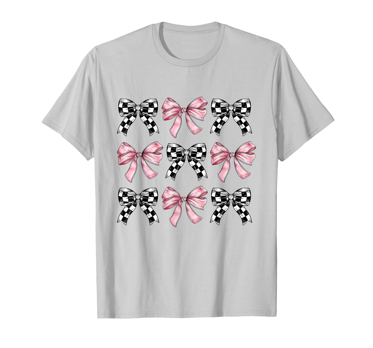 Checkered Pink Bows for Women and Girls Cute Clean Girl T-Shirt