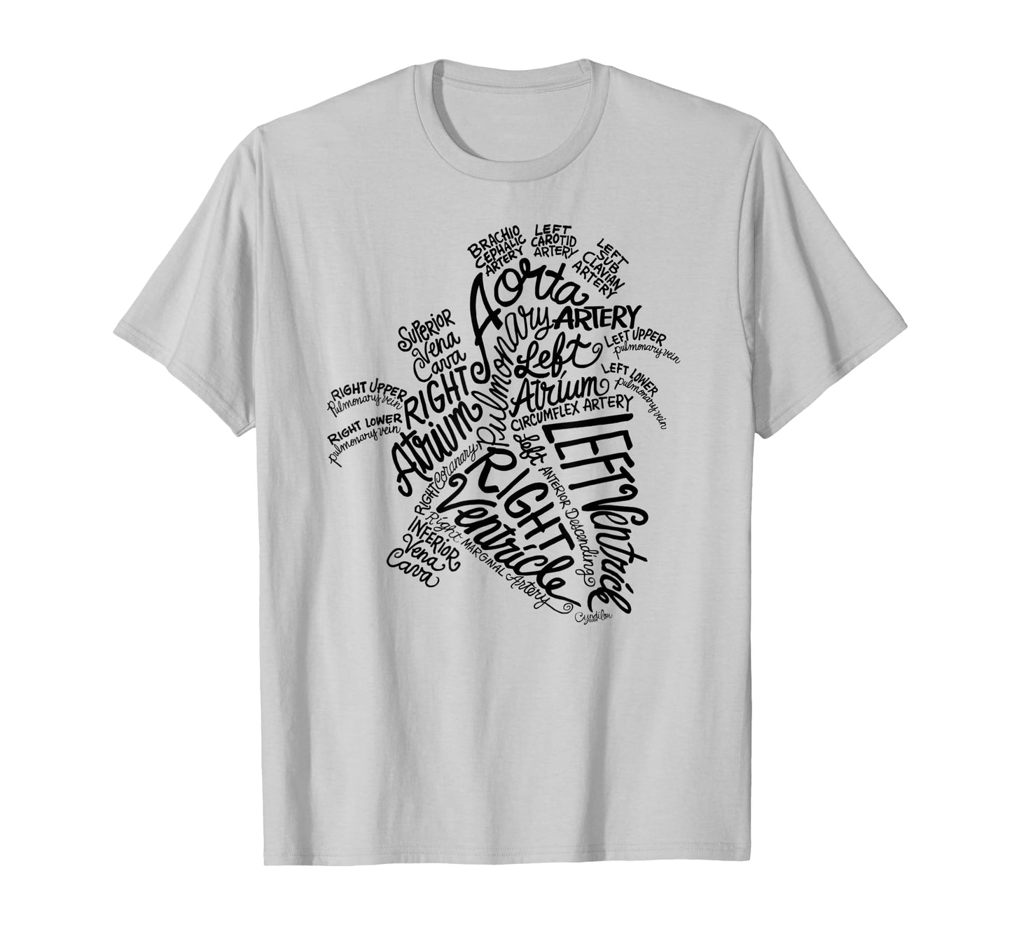 Anatomical Heart Medical Word Art Cloud in Black T-Shirt