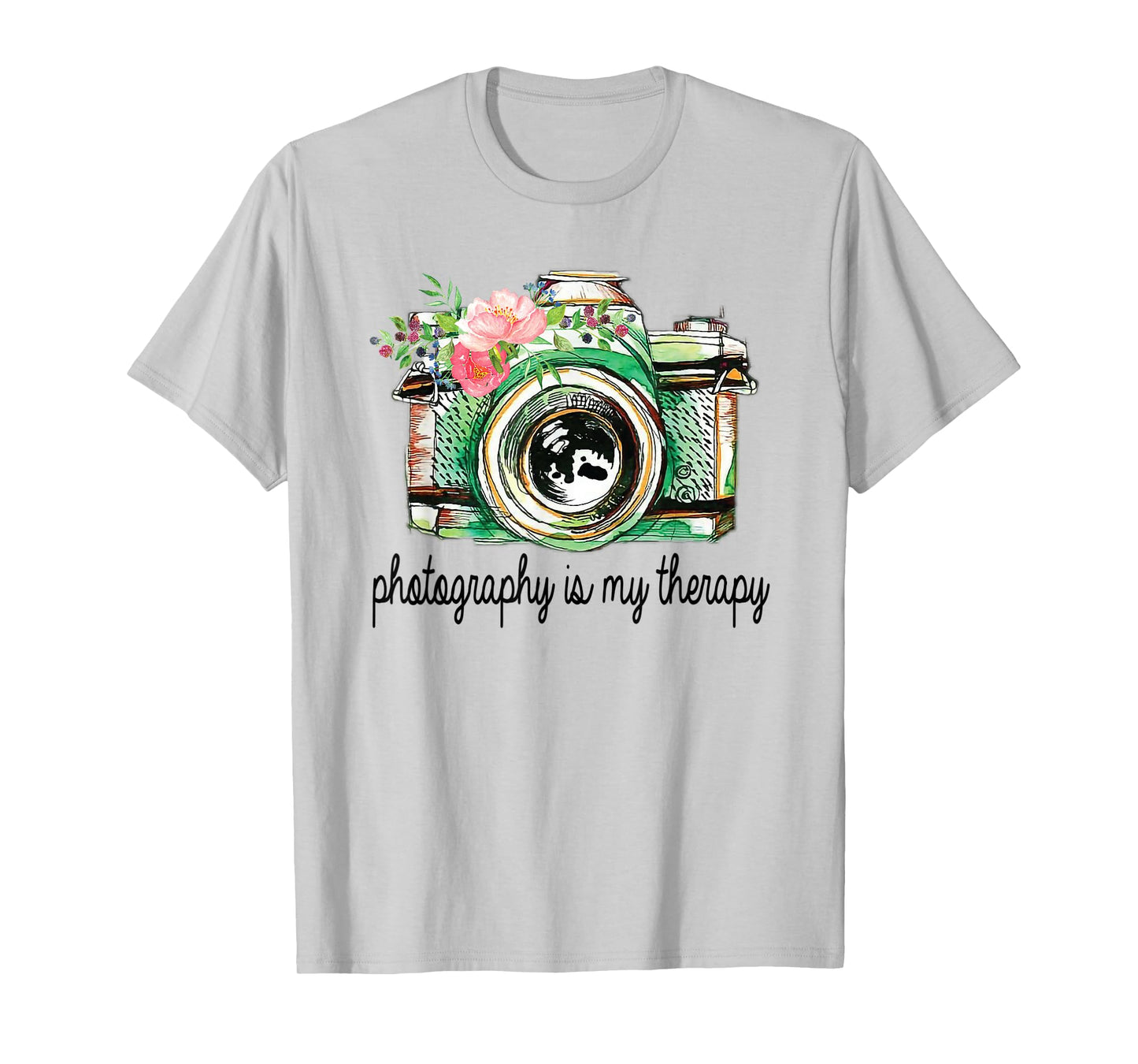 Photography Is My Therapy Vintage Camera With Flowers T-Shirt