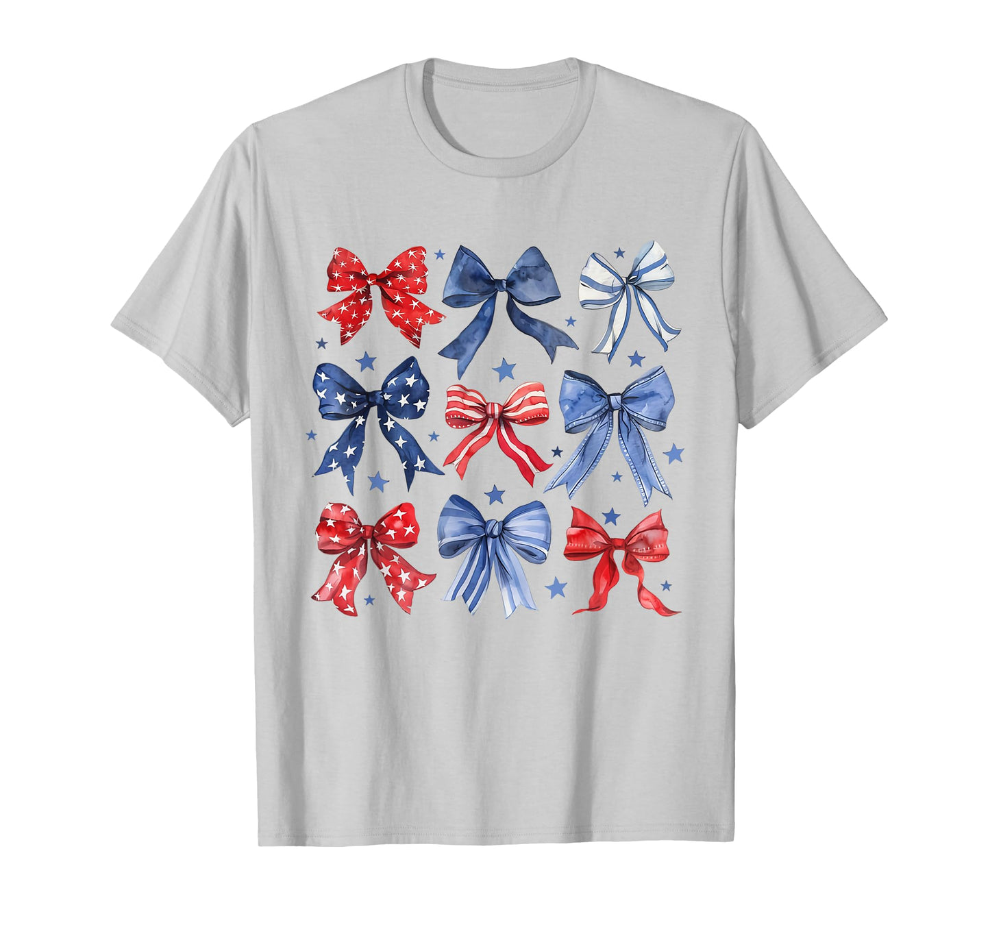 Womens 4th of July Coquette Bow Ribbon Red White and Blue T-Shirt