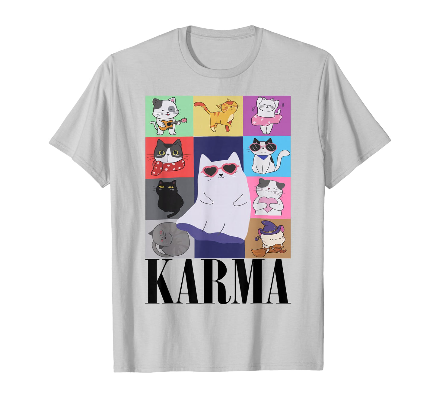 Vintage Cat Music for Teens Girls Kids Women Men Karma T-Shirt