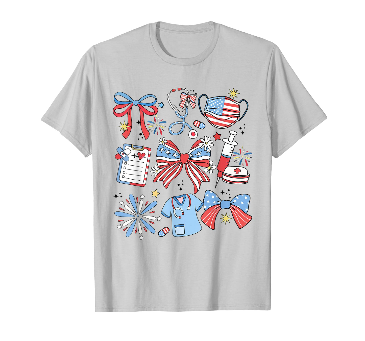 Coquette Bow 4th July Nurse ICU Nurse CRNA Surgical Medical T-Shirt