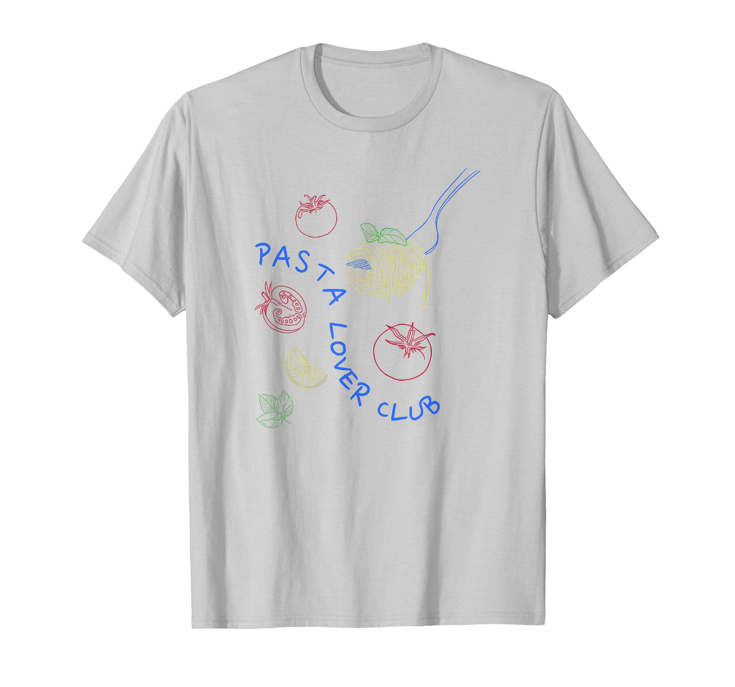 Funny Pasta Tee Unisex Adults Pasta Lovers Club Culture Fans T-Shirt White Small Classic Fit Short Sleeve Letter Print