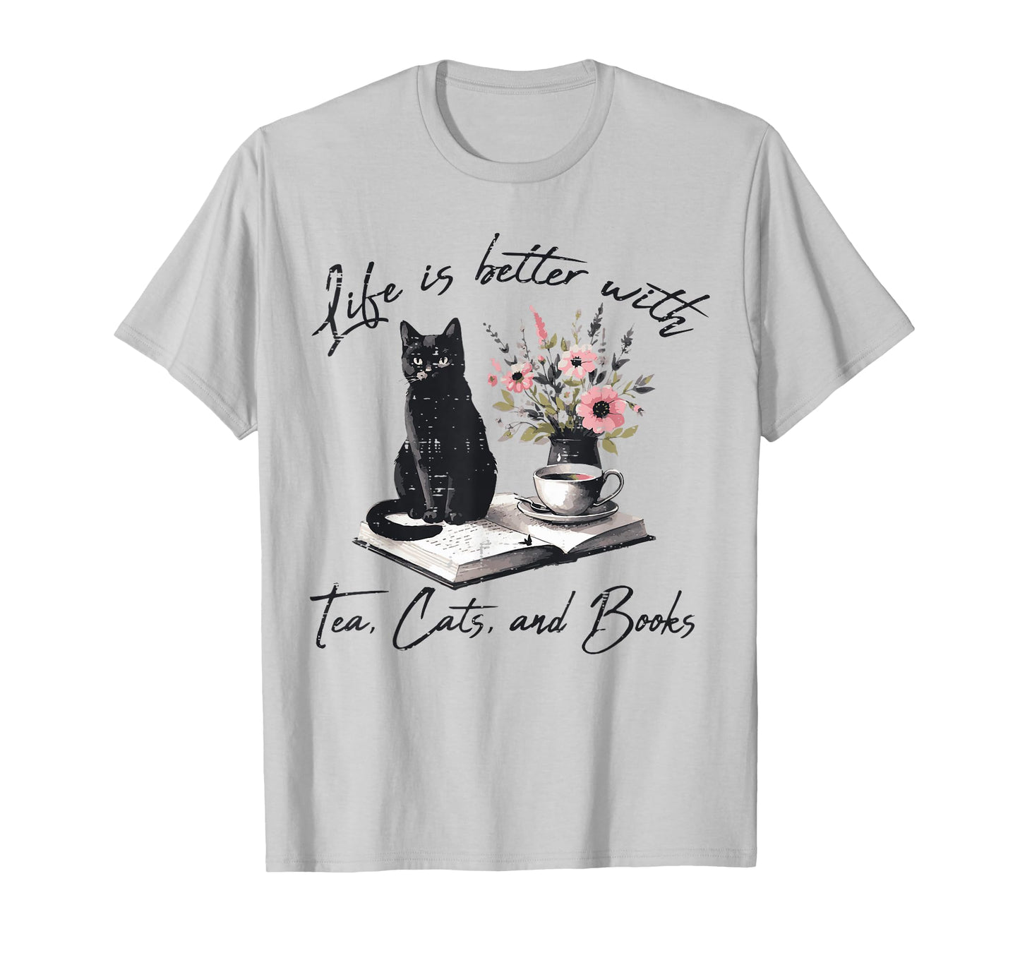 Life Better with 2 Cats Books Kitten Kitty Women Girls Kids T-Shirt