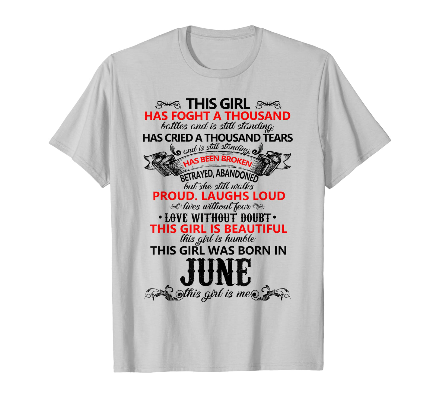 Womens This Girl is Beautiful was born in June Birthday T-Shirt