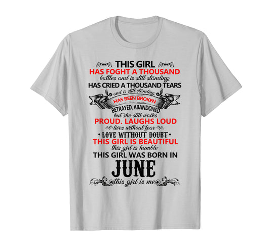 Womens This Girl is Beautiful was born in June Birthday T-Shirt