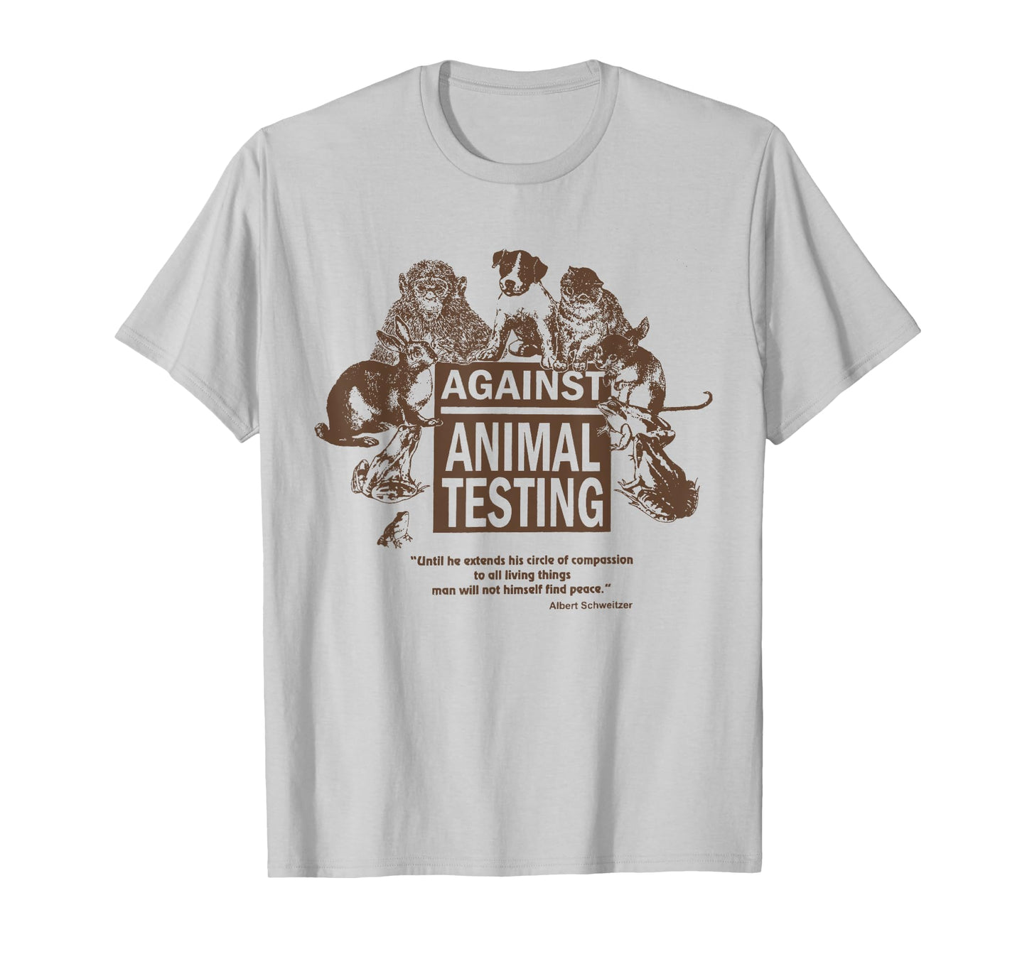 Stop Animal Testing Animal Rights T-Shirt - Unisex-Adults - Grey, Green - Small - Classic Fit - Short Sleeve - T-Shirt