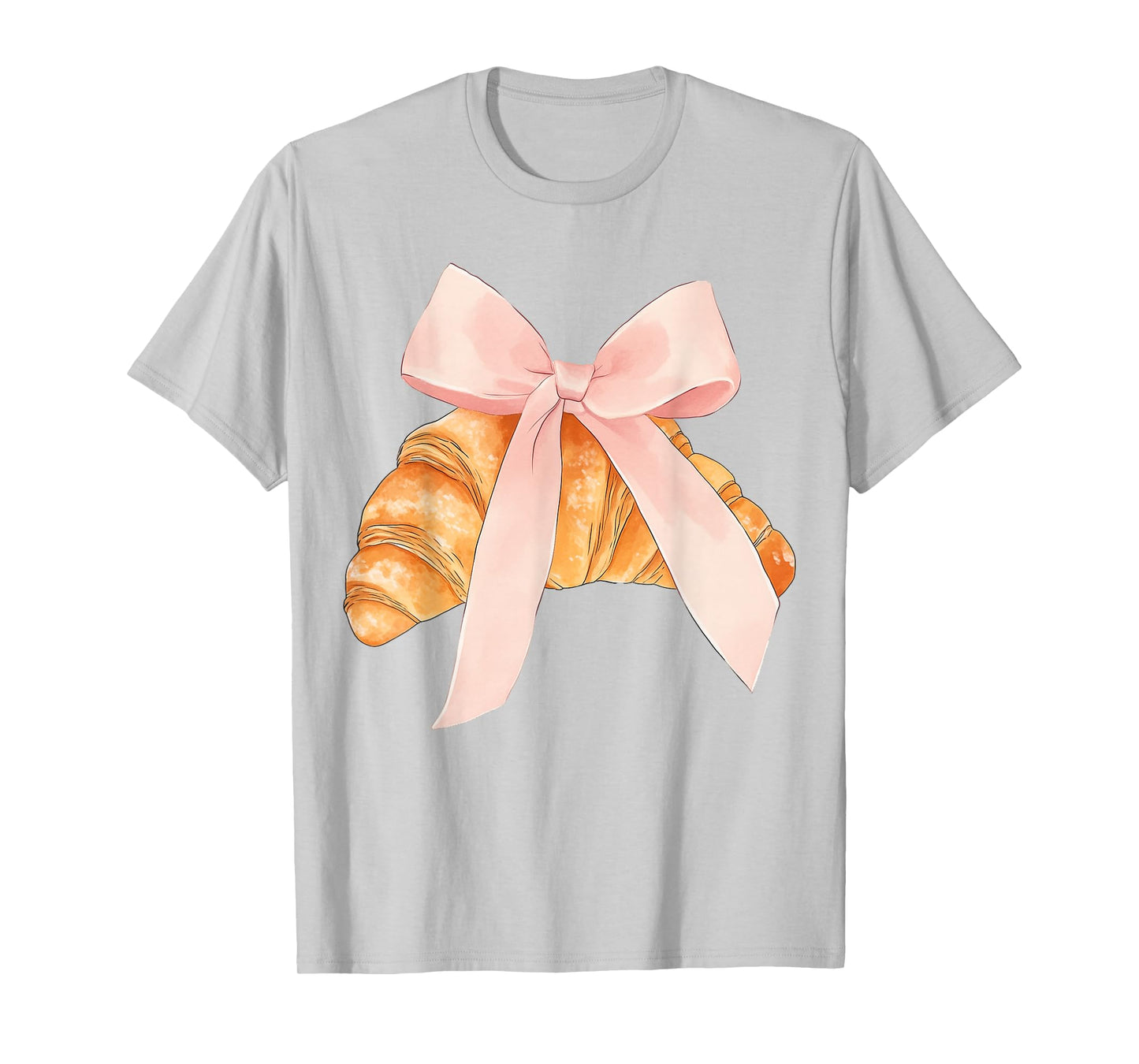 Coquette Pink Bow Croissant Cute Baking Baker Pastry Girl T-Shirt