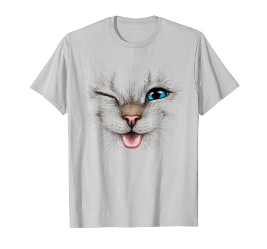 cute cat face blue eyes wink smiling for lover kitten Kitty T-Shirt