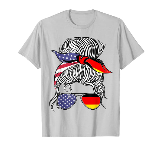 German American Patriot Grown Proud Women Girl Flag T-Shirt