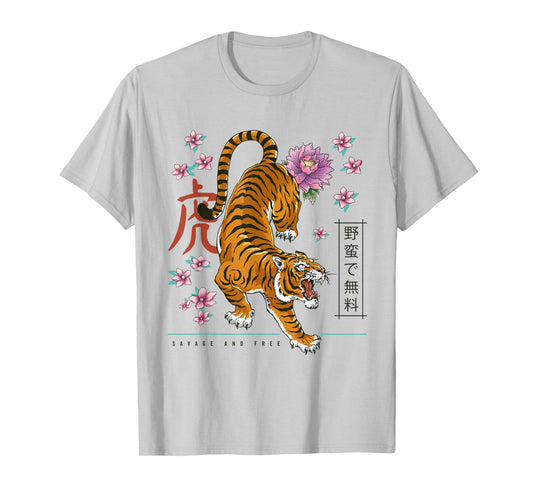 Chinese New Year of Tiger Print Japanese Aesthetic Graphic T-Shirt