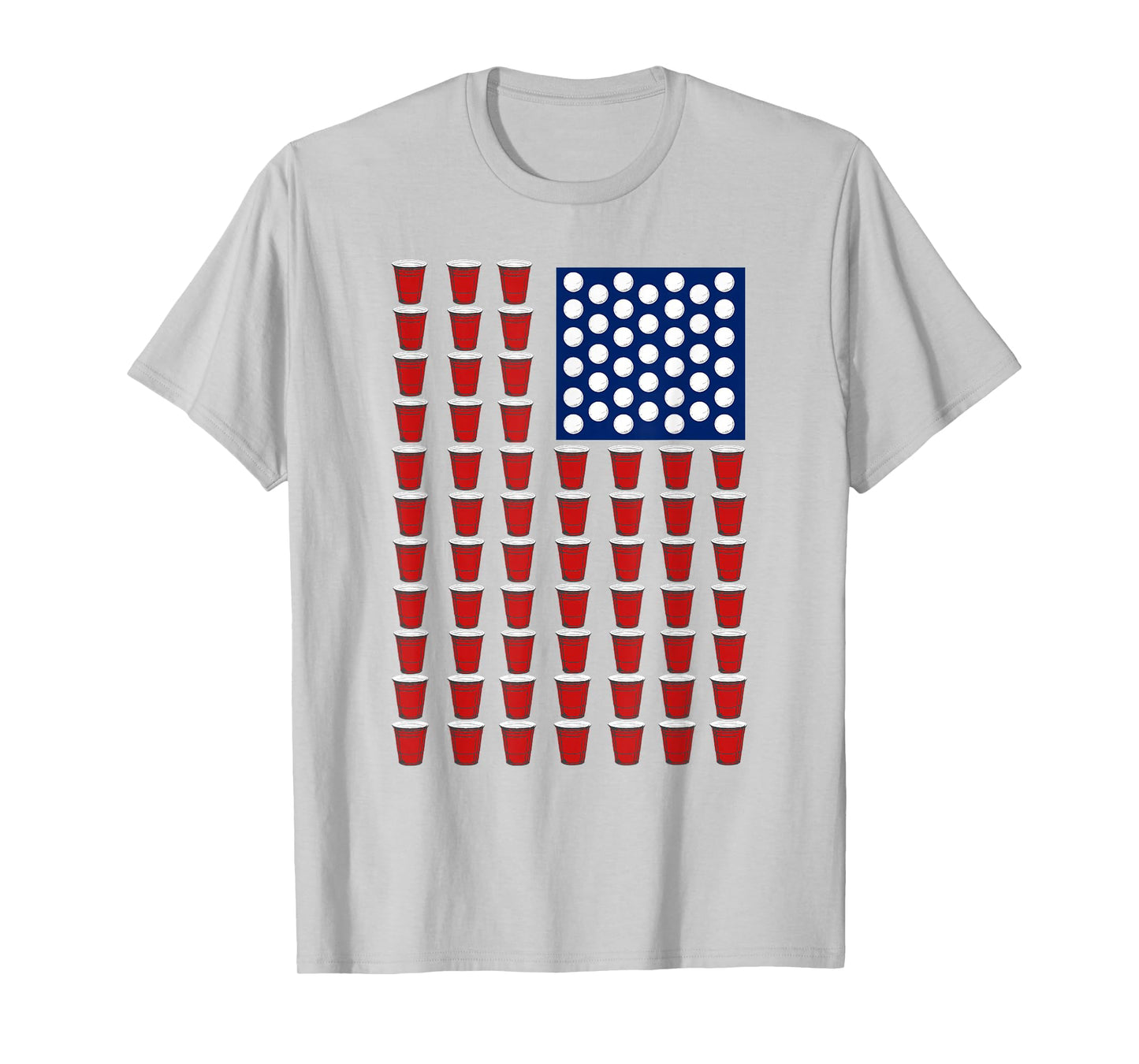 4th of July Trendy Red Solo Cup Beer Pong USA Flag T-Shirt