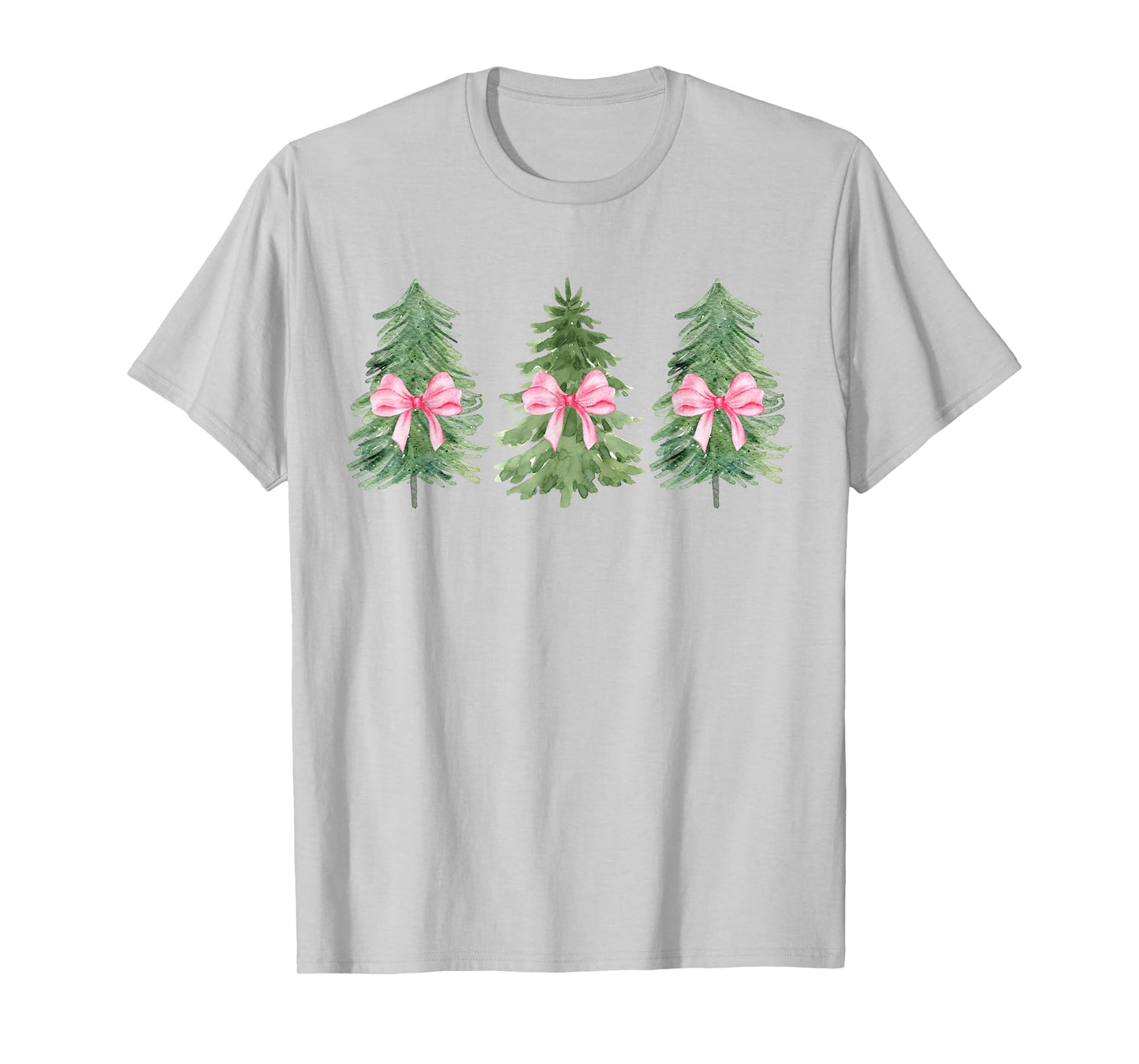 Christmas Tree Coquette Pink Bow Christmas Girly Women Girls T-Shirt