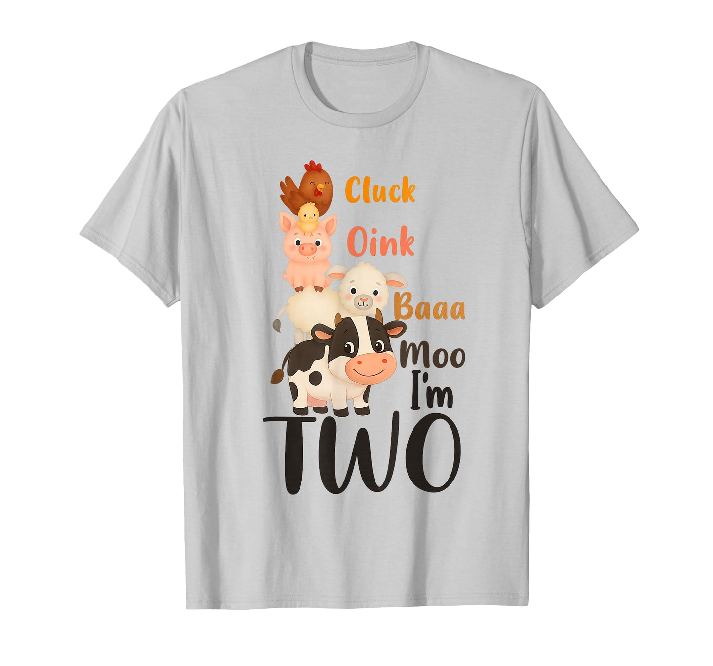 Cluck Oink Baa Moo I'm Two Farm Theme Birthday Funny T-Shirt
